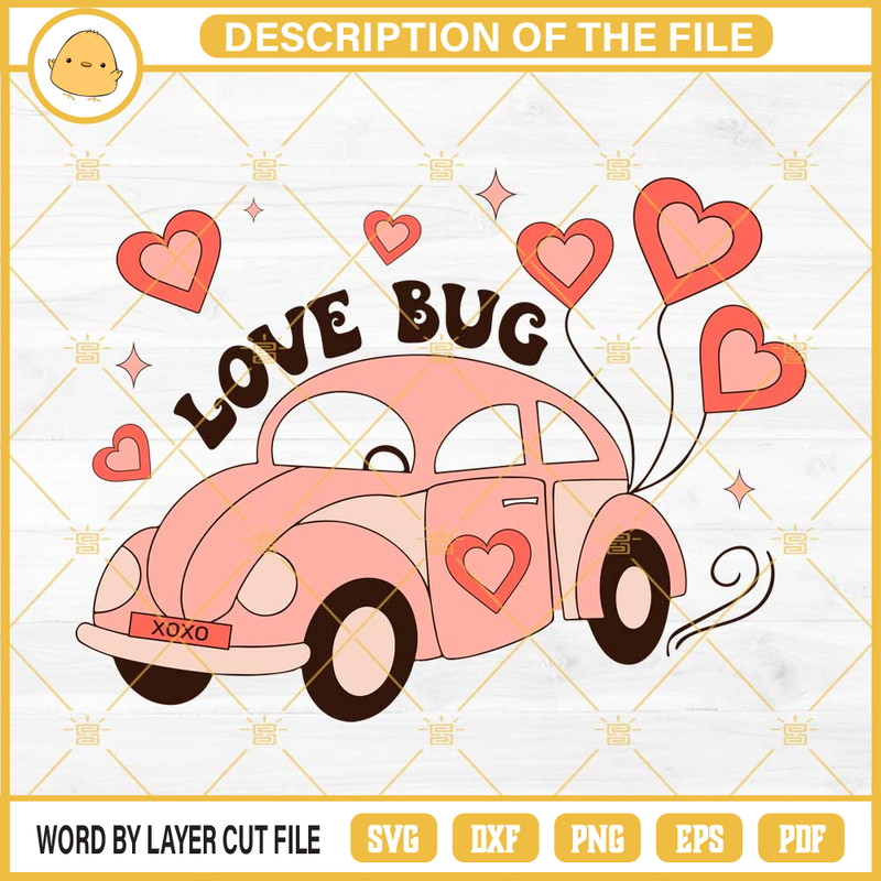 Love Bug Xoxo SVG, Volkswagen Beetle Valentine SVG PNG EPS DXF File.jpg