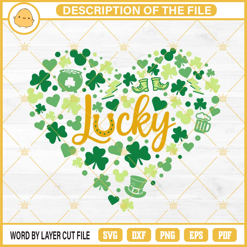 Lucky hearts SVG, Lucky Mickey St Patrick's Day SVG PNG EPS DXF Files.jpg