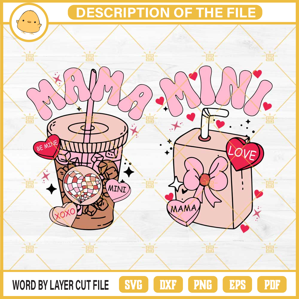 Mama Mini Be Mine Xoxo SVG, Love Mama Velentine SVG PNG EPS DXF File.jpg