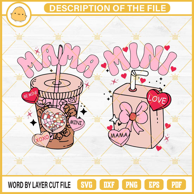 Mama Mini Be Mine Xoxo SVG, Love Mama Velentine SVG PNG EPS DXF File.jpg