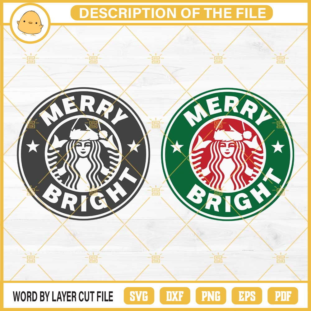 Merry And Bright Starbucks Coffee SVG, Starbucks Santa Hat Christmas SVG PNG Files.jpg