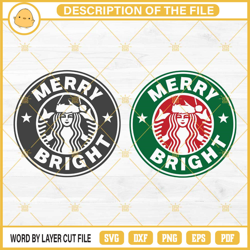 Merry And Bright Starbucks Coffee SVG, Starbucks Santa Hat Christmas SVG PNG Files.jpg