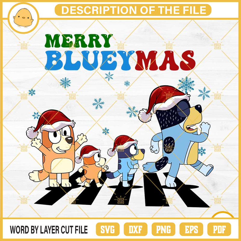 Merry Blueymas Abbey Road PNG, Bluey Family Christmas PNG File.jpg