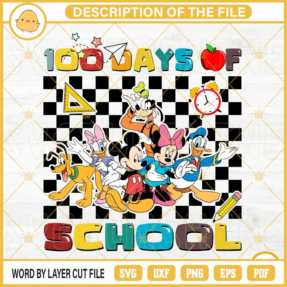Mickey and Friends 100 Days Of School PNG, Disney 100th Day Of School PNG Files.jpg