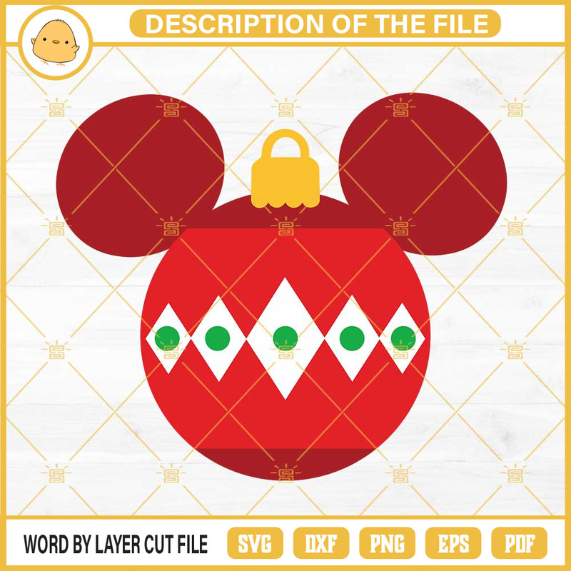 Mickey Christmas Ball With Ornaments SVG, Disney Christmas SVG PNG DXF EPS.jpg