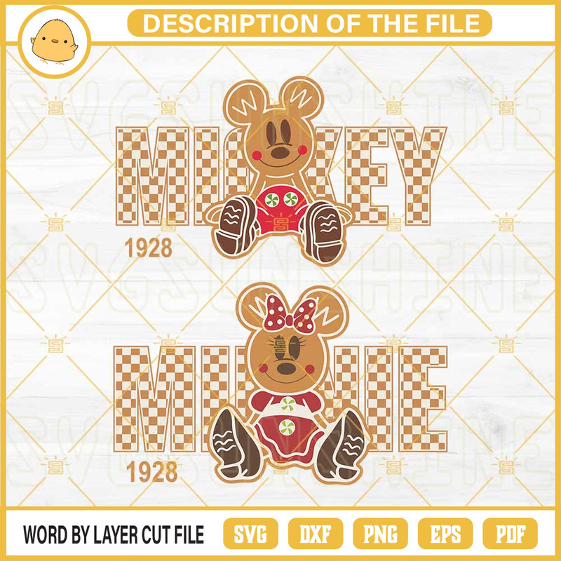 Mickey Minnie Gingerbread Man SVG Bundle, Disney Christmas SVG PNG DXF EPS Files.jpg