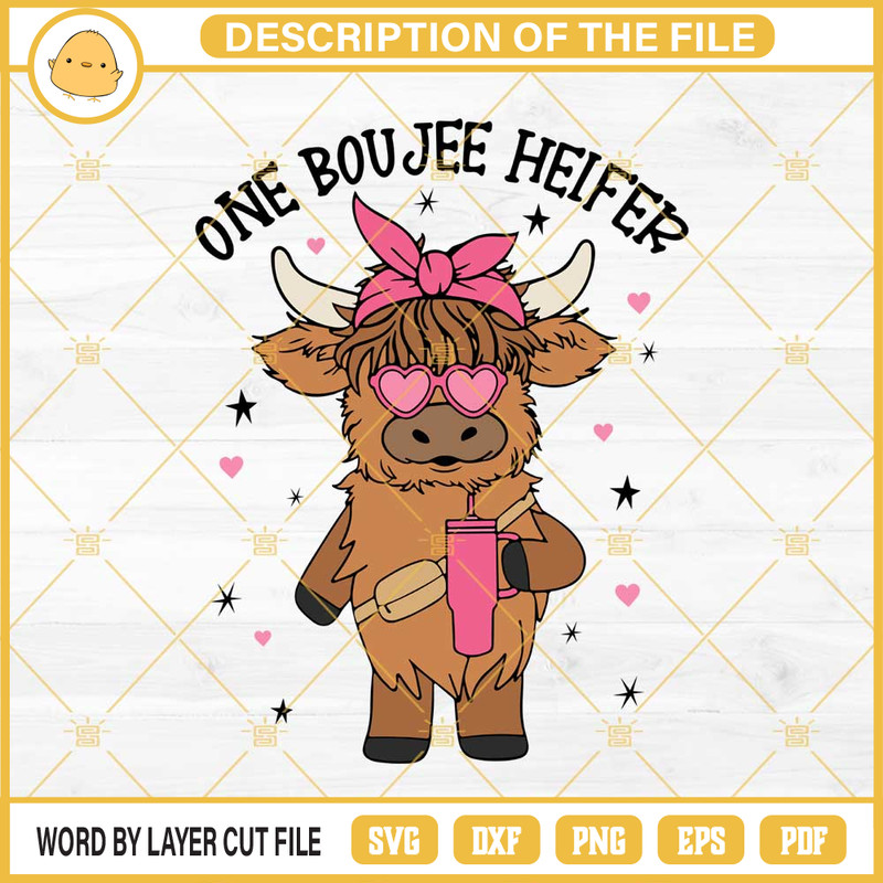 One Boujee Heifer Valentine Svg, Highland Cow Valentine Svg, Valentines Day Western Country Svg.jpg
