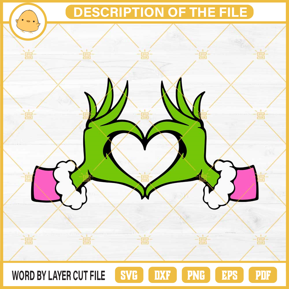 Pink Grinch Heart Hand SVG, Pink Grinch Christmas SVG PNG DXF EPS files.jpg