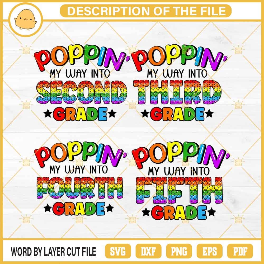 Poppin My Way In To Grade Bundle SVG, Back To School Pop It SVG PNG DXF EPS.jpg