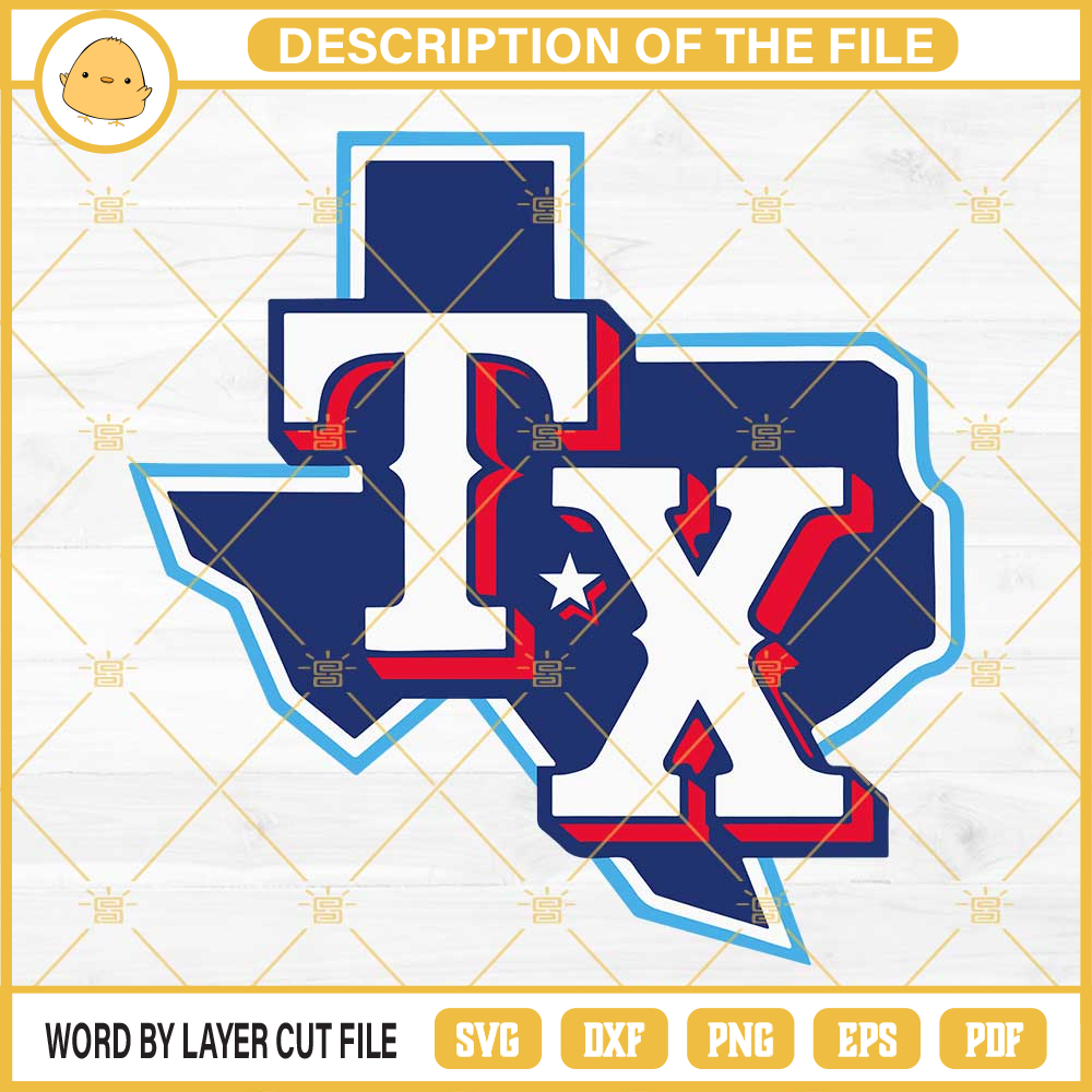 Rangers Baseball Texas Map SVG, Texas Rangers SVG PNG DXF EPS.jpg