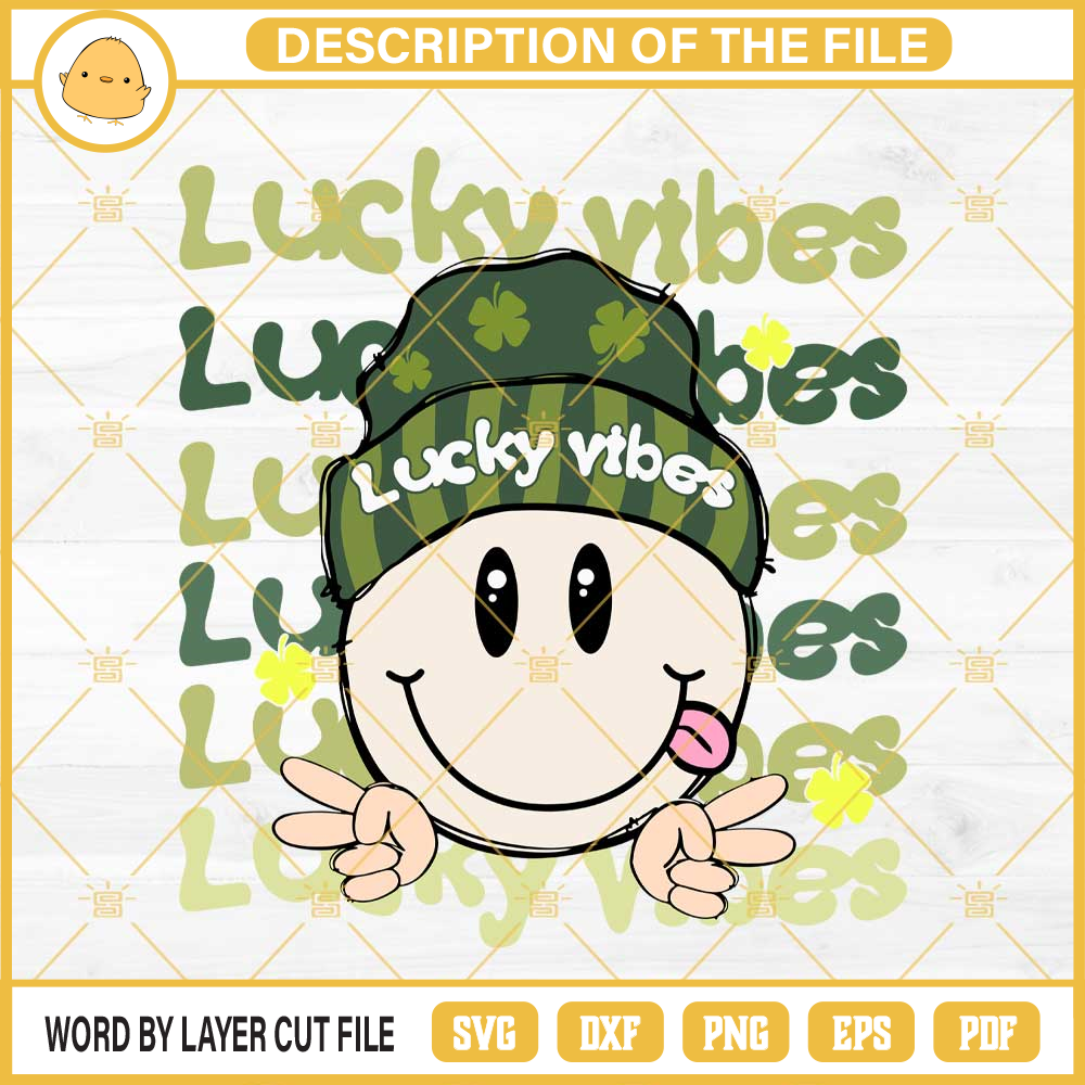 Smile Face Lucky Vibes St Patrick's Day SVG, Irish Funny SVG PNG EPS DXF File.jpg