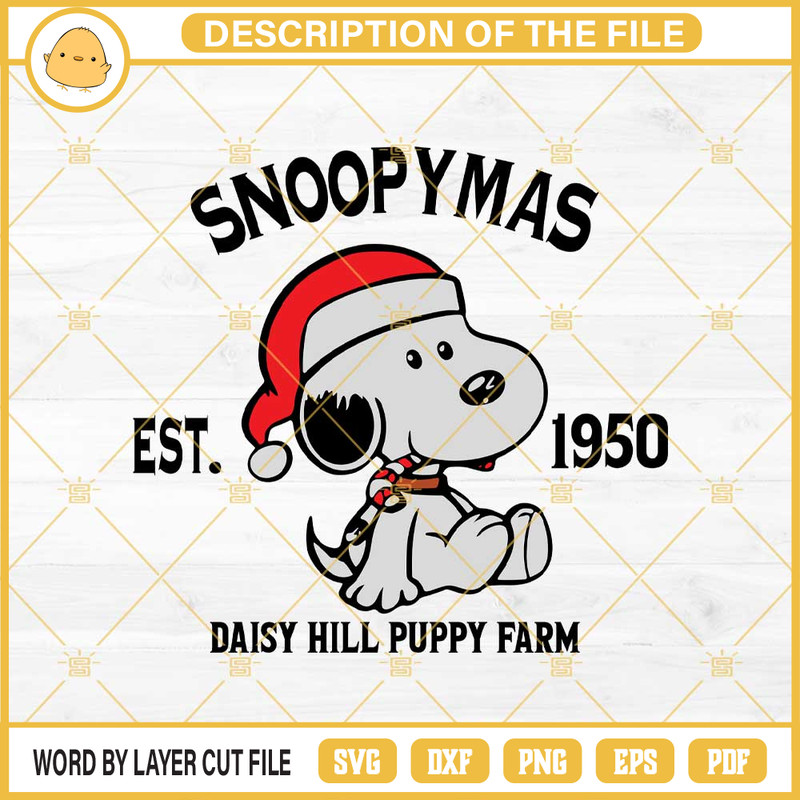 Snoopymas Est 1950 Daisy Hill Puppy Farm SVG, Snoopy With Christmas Tree SVG PNG EPS DXF File.jpg