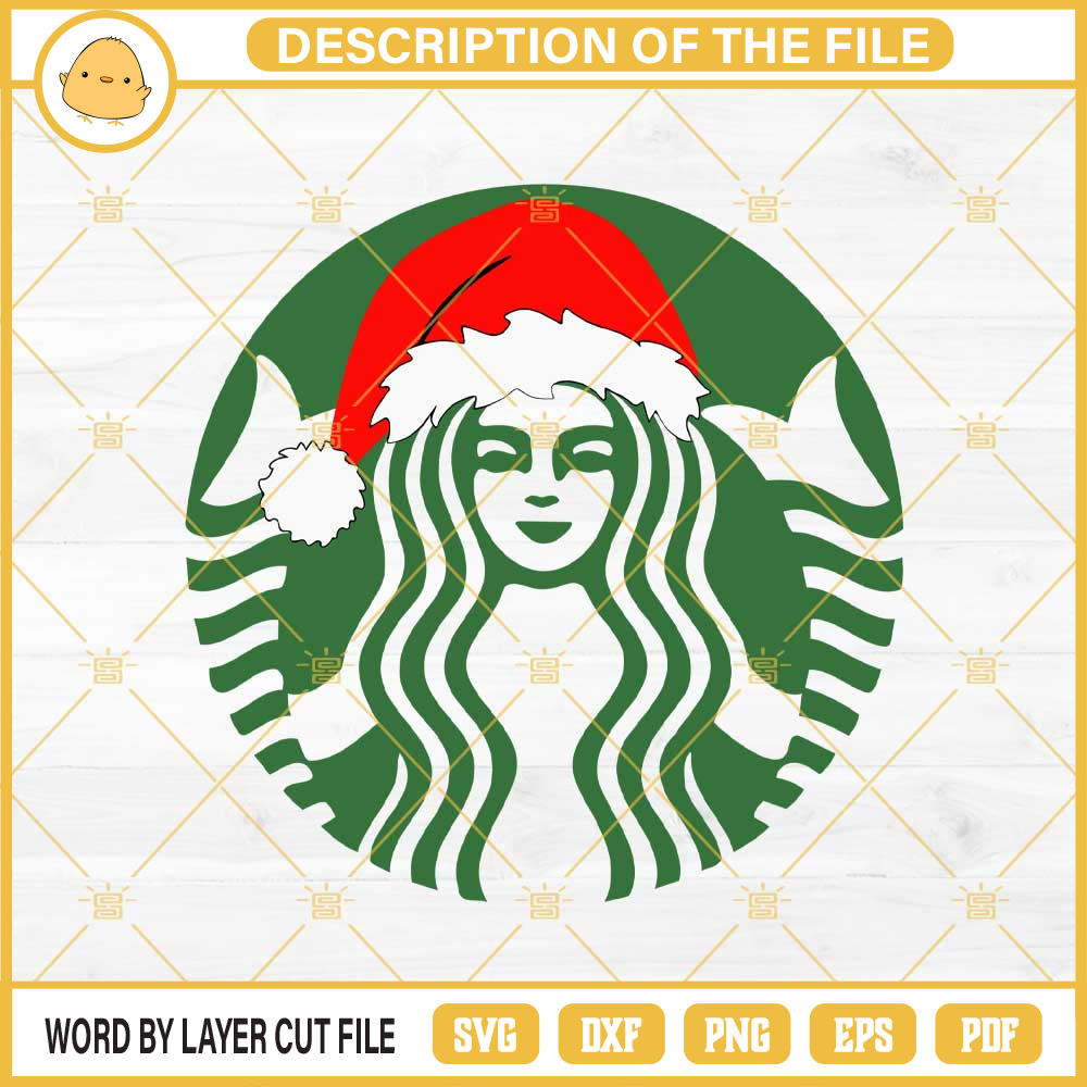Starbucks Coffee Logo Santa Hat SVG, Starbucks Christmas SVG PNG EPS DXF.jpg