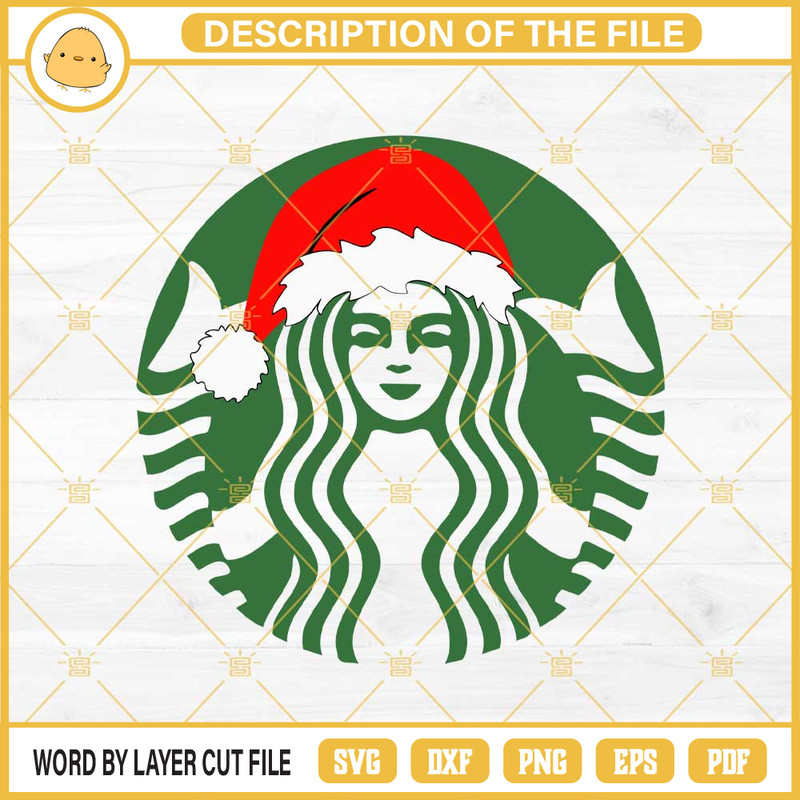 Starbucks Coffee Logo Santa Hat SVG, Starbucks Christmas SVG PNG EPS DXF.jpg