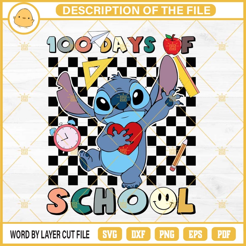 Stitch 100 Days Of School SVG, 100th Day Of School SVG PNG EPS DXF File.jpg