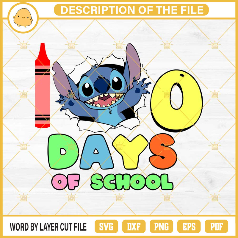 Stitch 100th Day Of School SVG PNG EPS DXF File.jpg