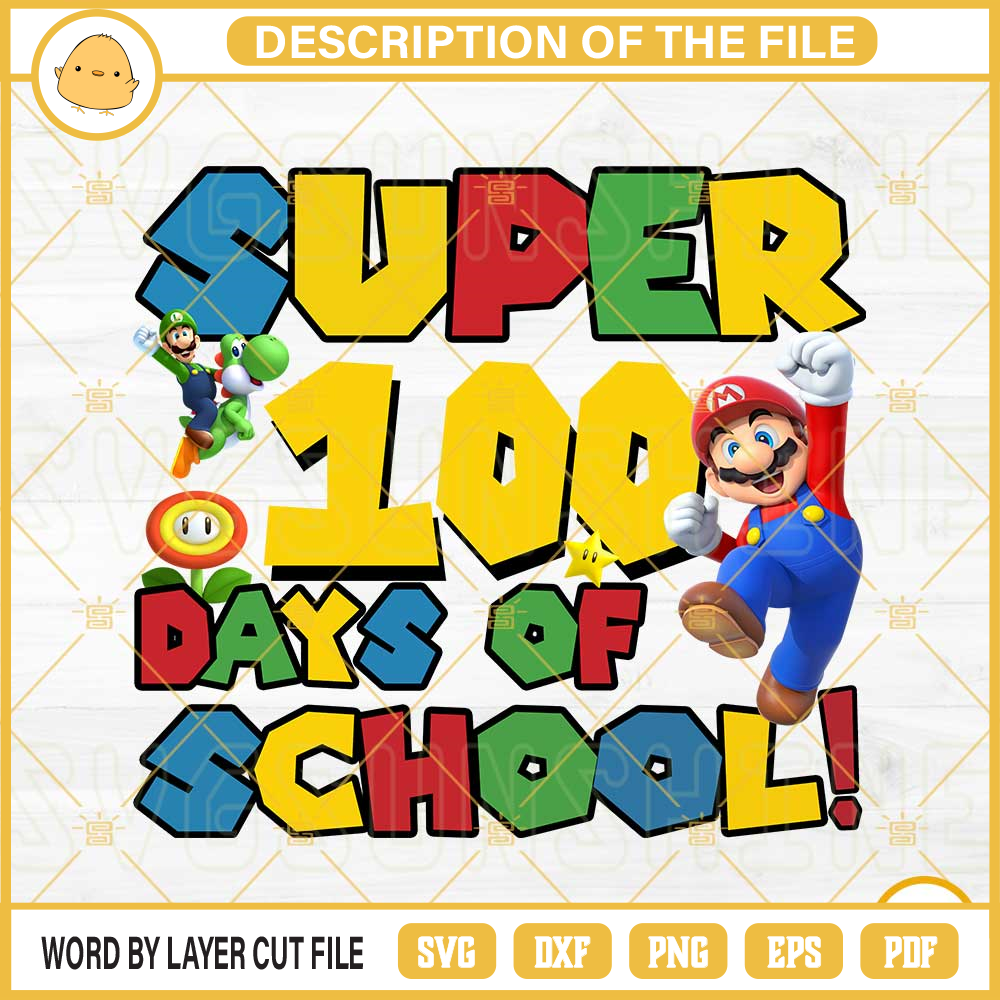 Super Mario 100 Days Of School Png, 100th Day of School Png, Super Mario Bros Back To School Png.jpg