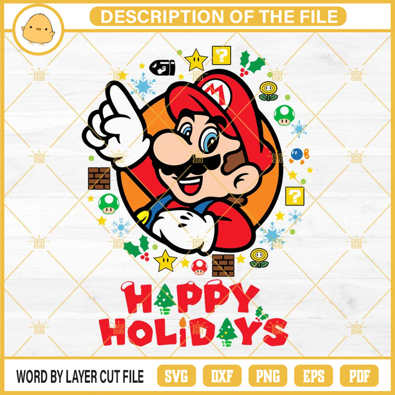 Super Mario Happy Holidays SVG, Super Mario Christmas SVG EPS PNG DXF Files.jpg