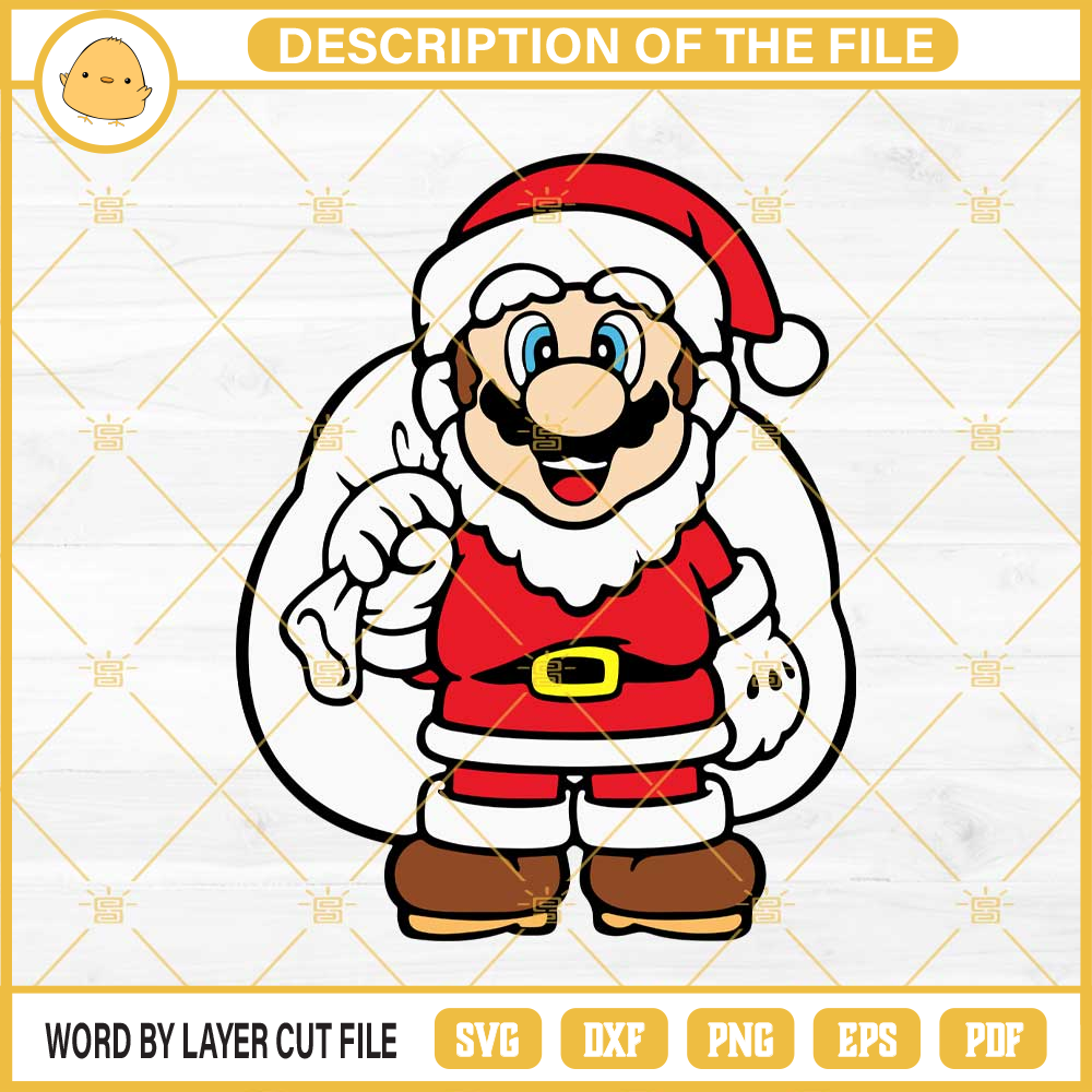 Super Mario Santa Claus SVG, Super Mario Nitendo Christmas SVG EPS PNG DXF.jpg
