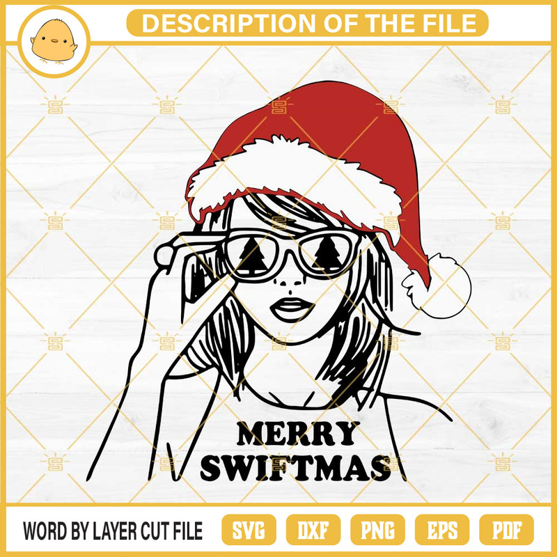 Taylor Swift Santa Hat Christmas SVG, Merry Swiftmas SVG PNG Files.jpg