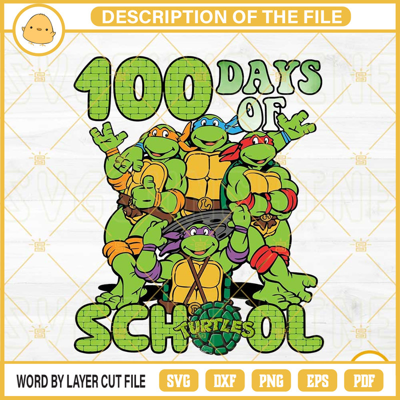 Teenage Mutant Ninja Turtles 100 Days of School PNG File Designs.png
