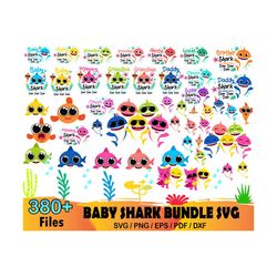 380 baby shark bundle svg, baby shark party, kids svg