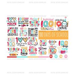 20 designs 100 days of school bundle svg, school svg, teacher svg