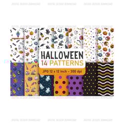 halloween pattern bundle, halloween png, halloween clipart, 14 halloween patterns, halloween digital paper pack, fall pu