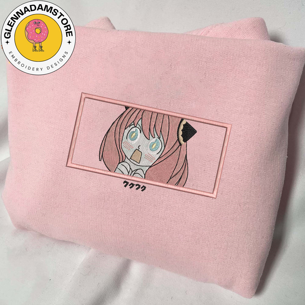 Anya Embroidered Sweatshirt, Spy X Family Anime Embroidered Sweatshirt, Anime Embroidered Crewneck, Anime Embroidered Gi.jpg
