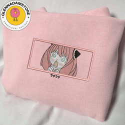 anya embroidered sweatshirt, spy x family anime embroidered sweatshirt, anime embroidered crewneck, anime embroidered gi
