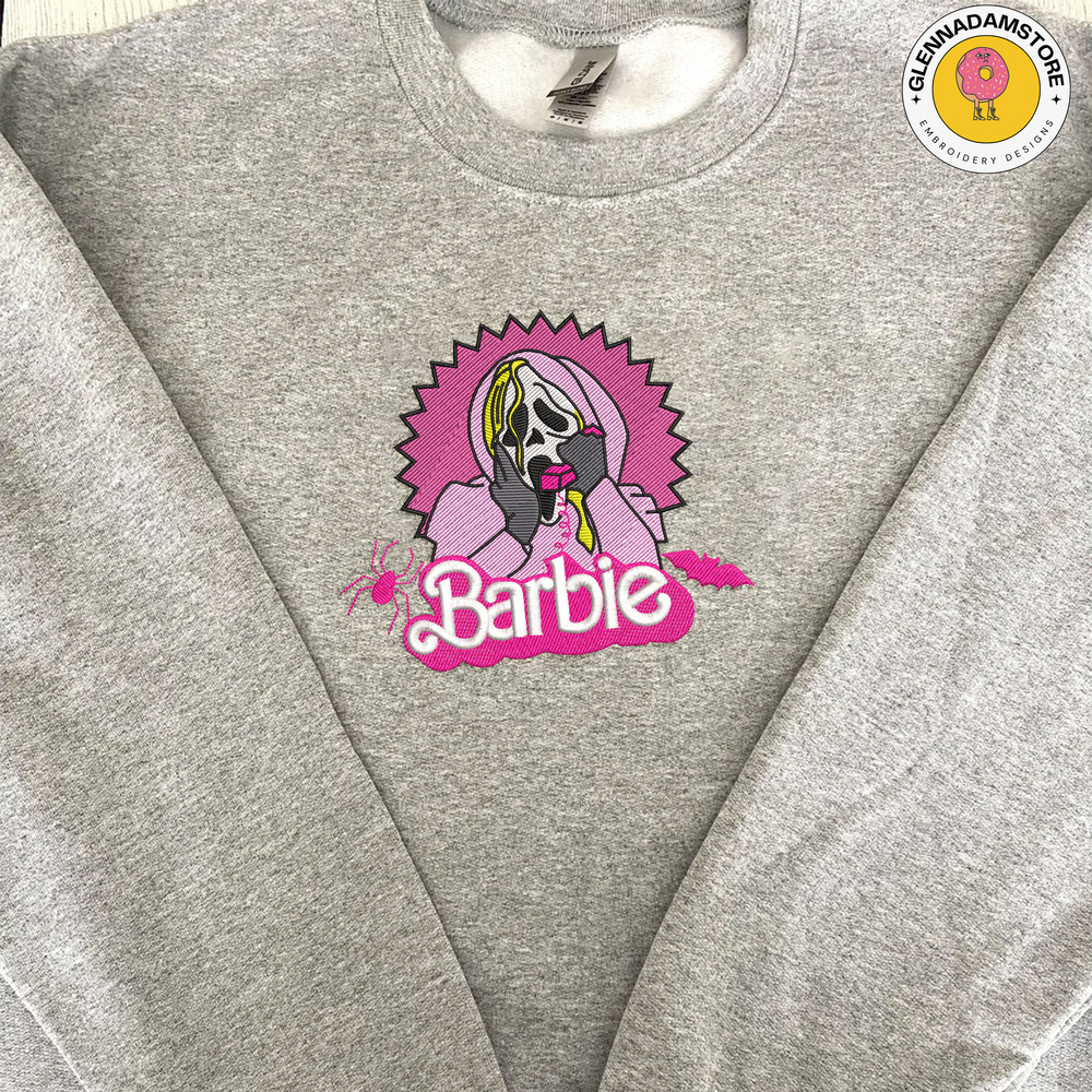 Barbi Movie Embroidery Machine Design, Barbi Halloween Embroidery File, Spooky Barbi Emrboidery File, Embroidery Pattern.jpg