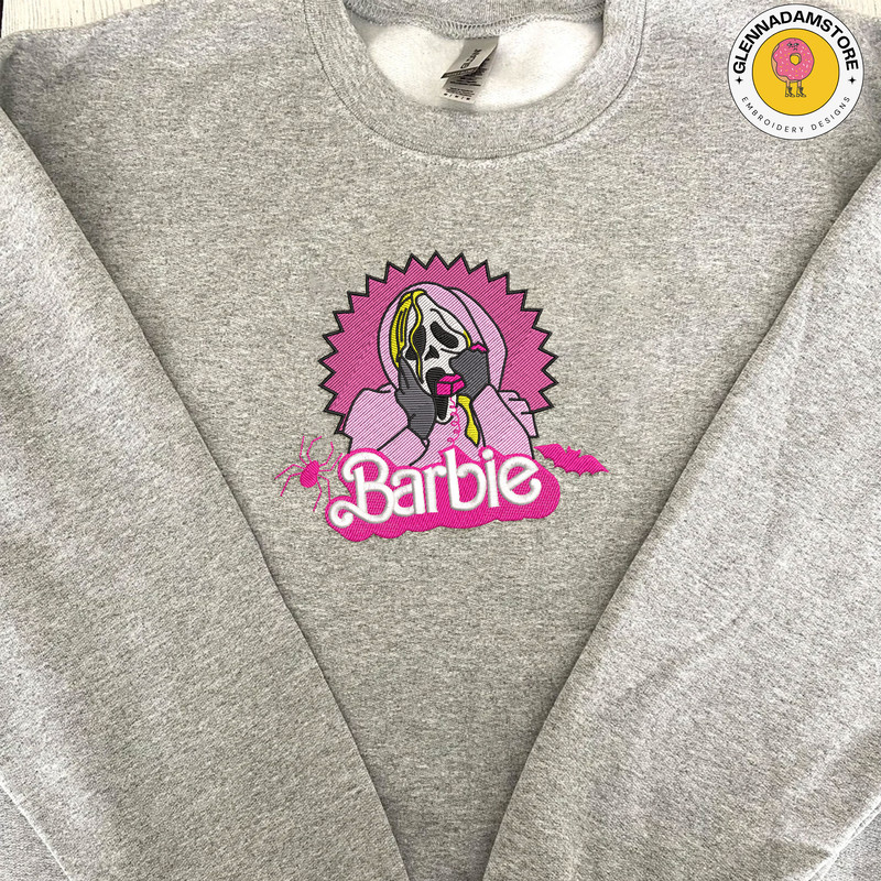 Barbi Movie Embroidery Machine Design, Barbi Halloween Embroidery File, Spooky Barbi Emrboidery File, Embroidery Pattern.jpg