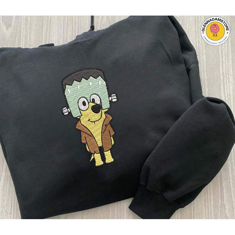 Blue Dog Ghost Halloween Embrodiery Design, Cartoon Blue Dog Embroidery Design, Horror Halloween Embroidery Machine File, 3 Sizes.jpg