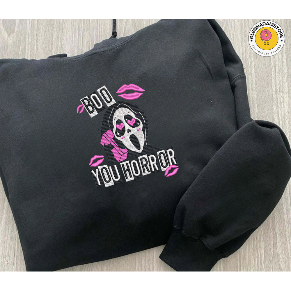 Boo You Horror Embroidery Design, Face Ghost Embroidery Machine File, Scary Halloween, Embroidery Machine Design.jpg