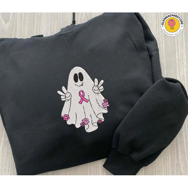 Cancer Survivor Embroidery Machine Design, Breast Cancer Ghost Embroidery File, Halloween Stay Spooky Embroidery File.jpg