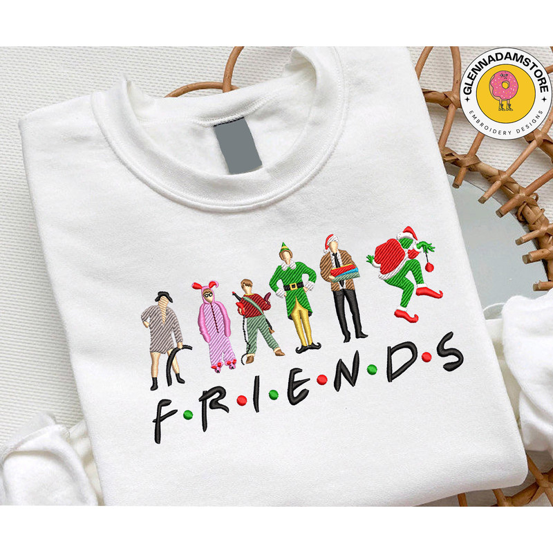 Christmas Embroidery Sweatshirt, Friend Embroidery Designs, Christmas Movies Character Embroidery, Merry Xmas Embroidery.jpg