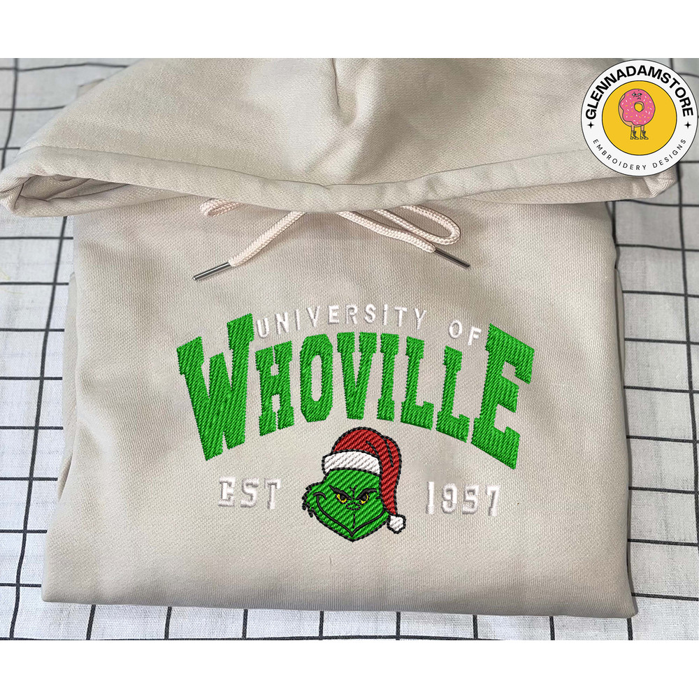 Christmas Embroidery Sweatshirt, University Of Green Monster 1957 Happy Christmas Embroidery Sweatshirt, Movie Christmas.jpg