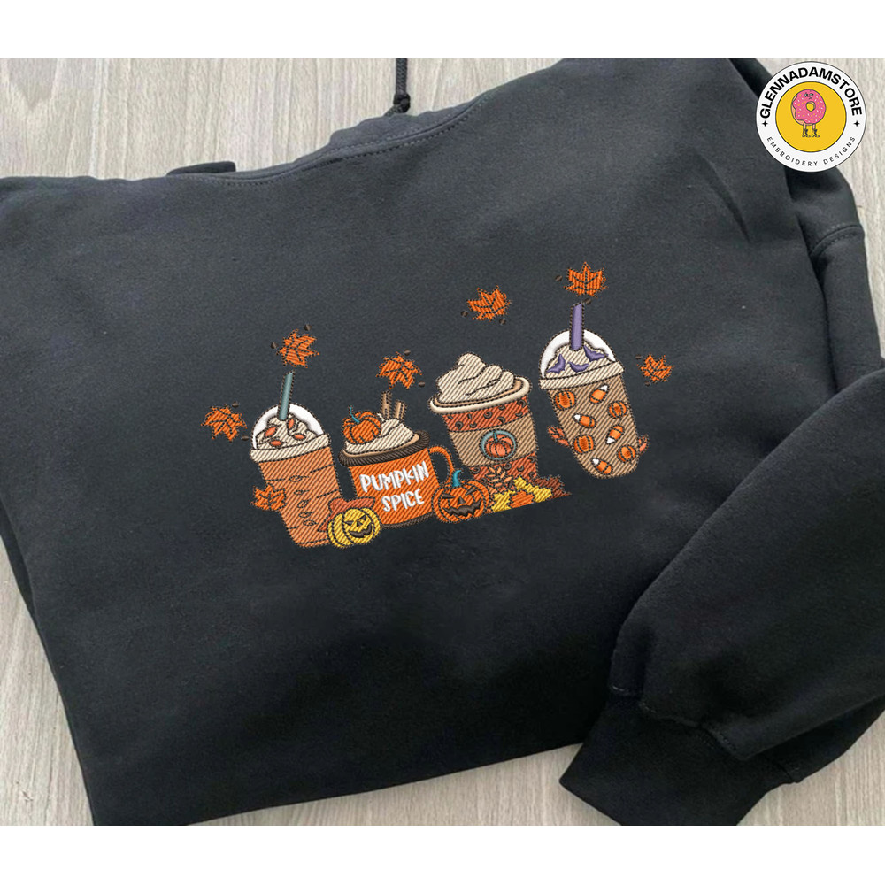 Coffee Cup Embroidery Design, Retro Pumpkin Cup Embroidery Machine Design, 3 Sizes, Format Exp, Dst, Jef, Pes.jpg