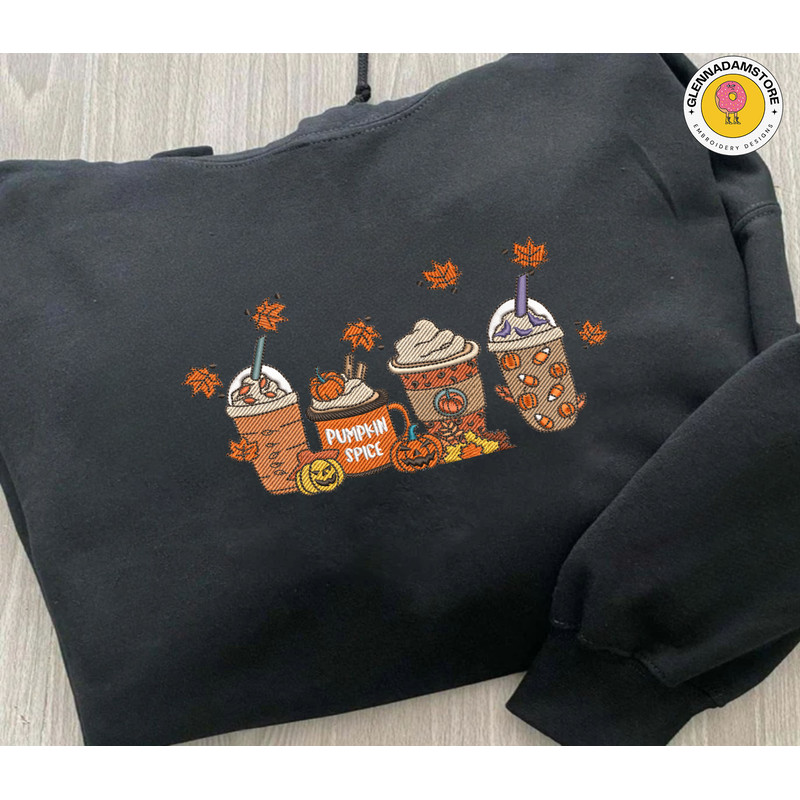 Coffee Cup Embroidery Design, Retro Pumpkin Cup Embroidery Machine Design, 3 Sizes, Format Exp, Dst, Jef, Pes.jpg