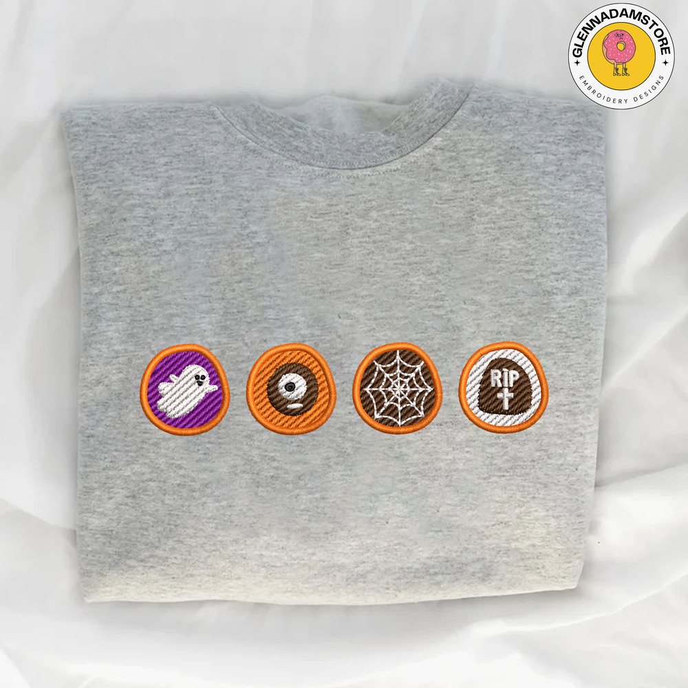 Cookie Ghost Embroidery Machine Design, Halloween Spooky Cookie Embroidery Design, Stay Spooky Halloween Embroidery Design.jpg