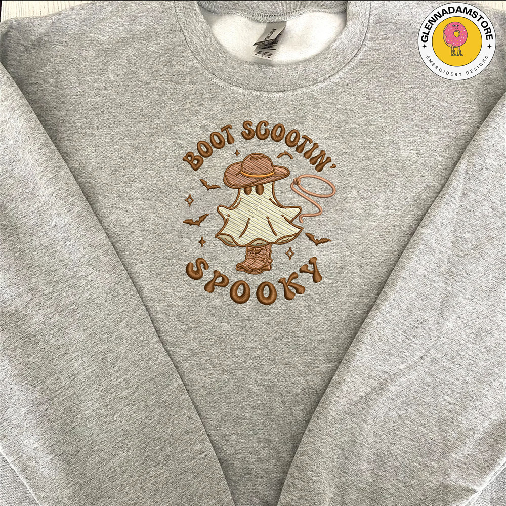 Cowboy Halloween Spooky Embroidery Design, Boot Scootin Spooky EMbroidery Design, Cowboy Spooky Vibes Embroidery File.jpg