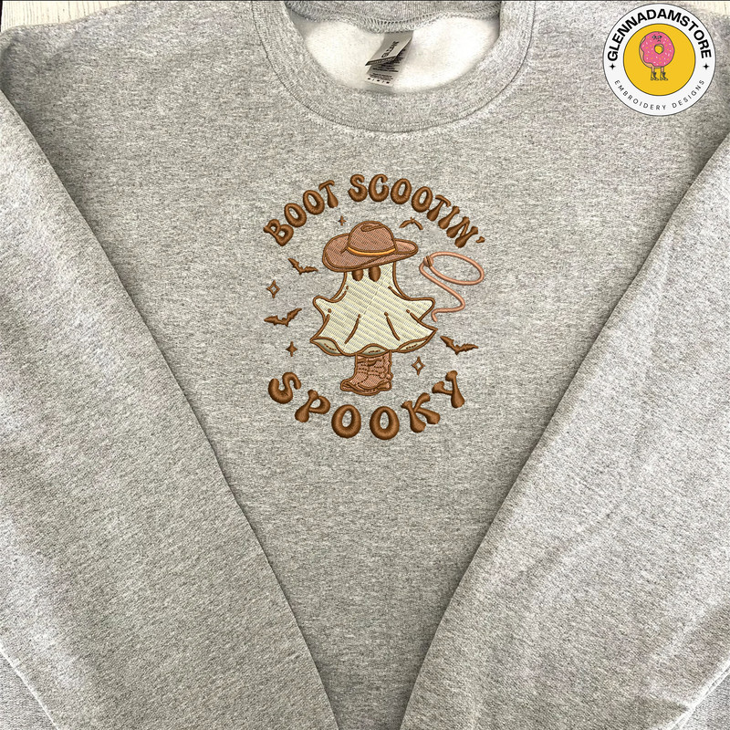 Cowboy Halloween Spooky Embroidery Design, Boot Scootin Spooky EMbroidery Design, Cowboy Spooky Vibes Embroidery File.jpg