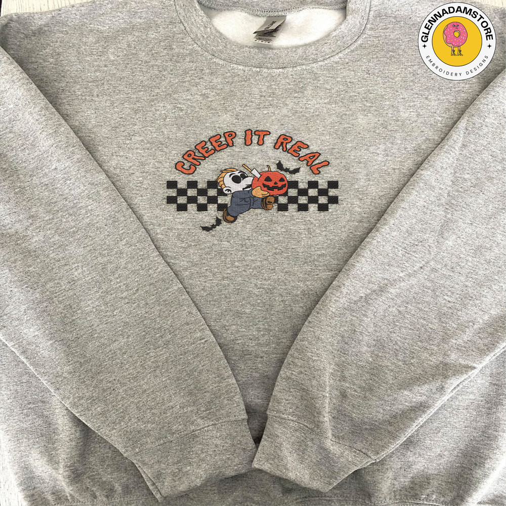 Creep It Real Embroidery Design, Pumpkin Embroidery Design, Retro Halloween Embroidery Design, Horror Movie Embroidery Design, Halloween Embroidery Design 3.jpg