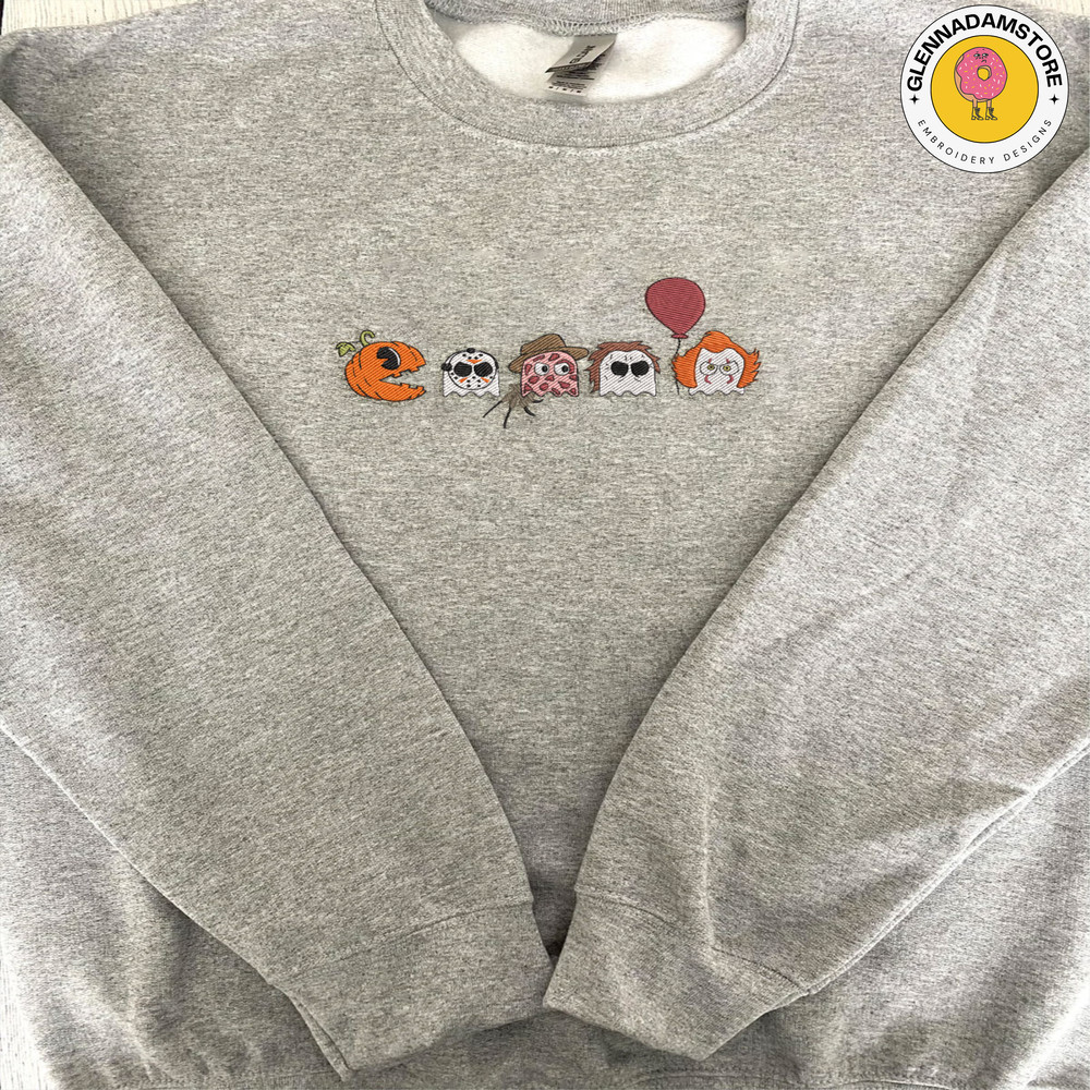 Creepy Cartoon Embroidery Design, Horror Movie Characters Embroidery File, Happy Halloween Embroidery Machine File.jpg