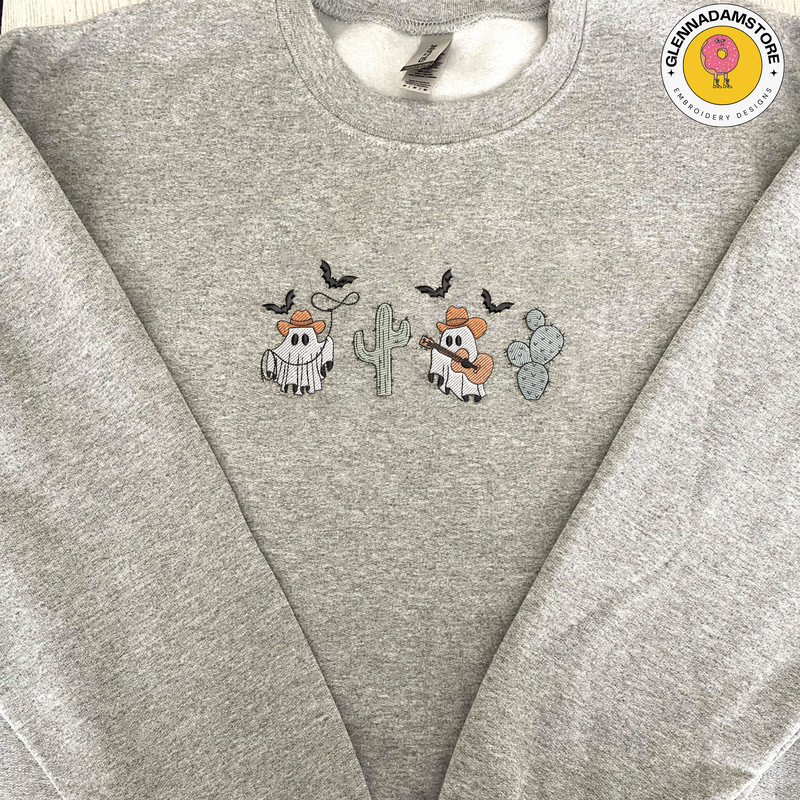 Cute Ghost Cowboy Embroidery Machine Design, Western Spooky Embroidery Machine Design, Spooky Halloween Embroidery File.jpg