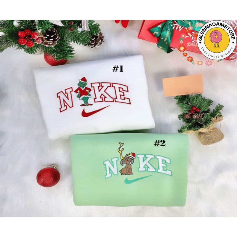 Grinch Couple Christmas Nike Embroidered Sweatshirt ,Christmas Gift For Couple, Christmas Nike Couple Embroidered Hoodie 1.png