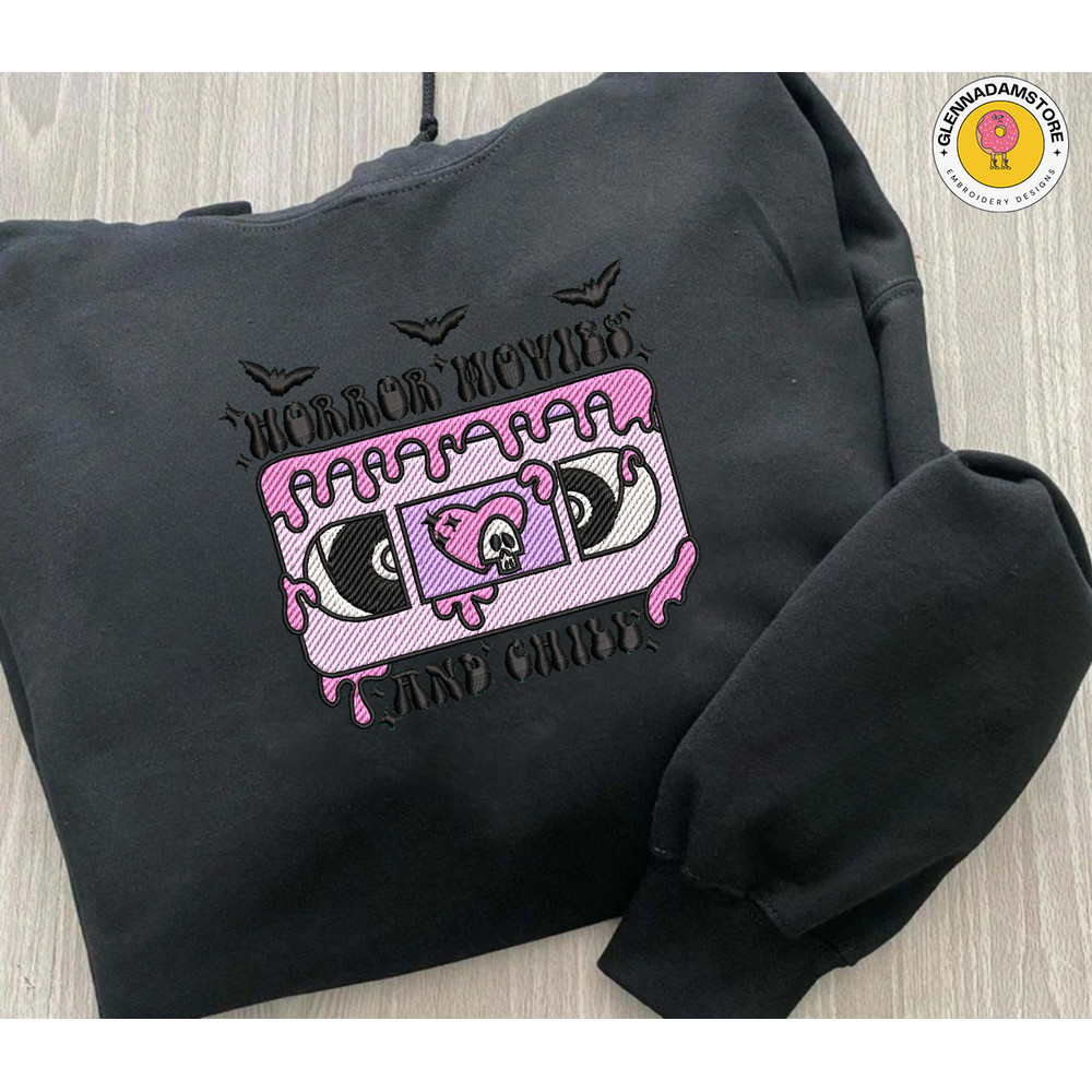 Horror Movie And Chill Halloween, Halloween Embroidery Design, Scary Halloween Embroidery Machine File, Killers Embroidery File.png