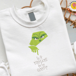 is it too late to be good embroidery sweatshirt, movie christmas embroidery sweatshirt, happy christmas embroidery