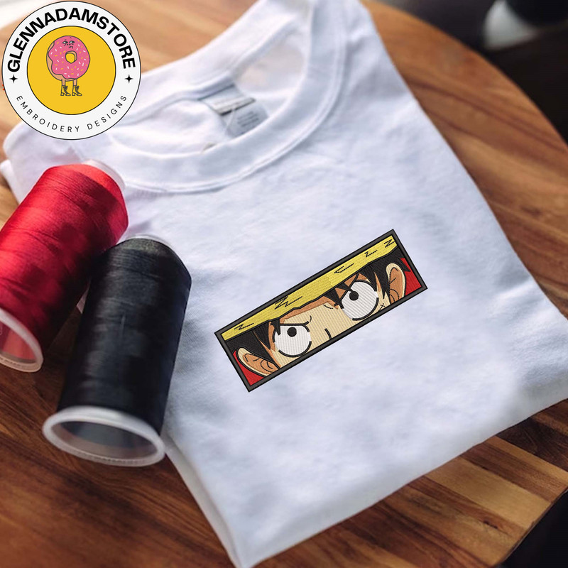 Luffy Embroidered Sweatshirt, One Piece Anime Embroidered Sweatshirt, Anime Embroidered Crewneck, Anime Embroidered Gift.jpg