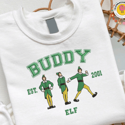 merry christmas embroidery sweatshirt, buddy elf embroidery sweatshirt, retro xmas movie characters embroidery